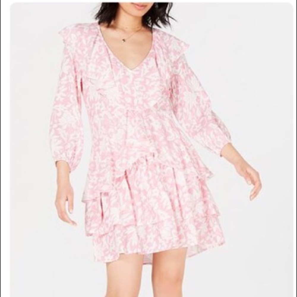 Free People Rebecca Floral Ruffled Dress BubbleGum